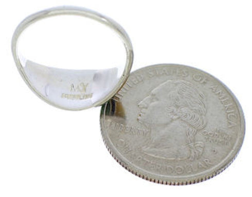 Southwestern Genuine Sterling Silver Multicolor Inlay Ring Size 6-1/2 WX81353